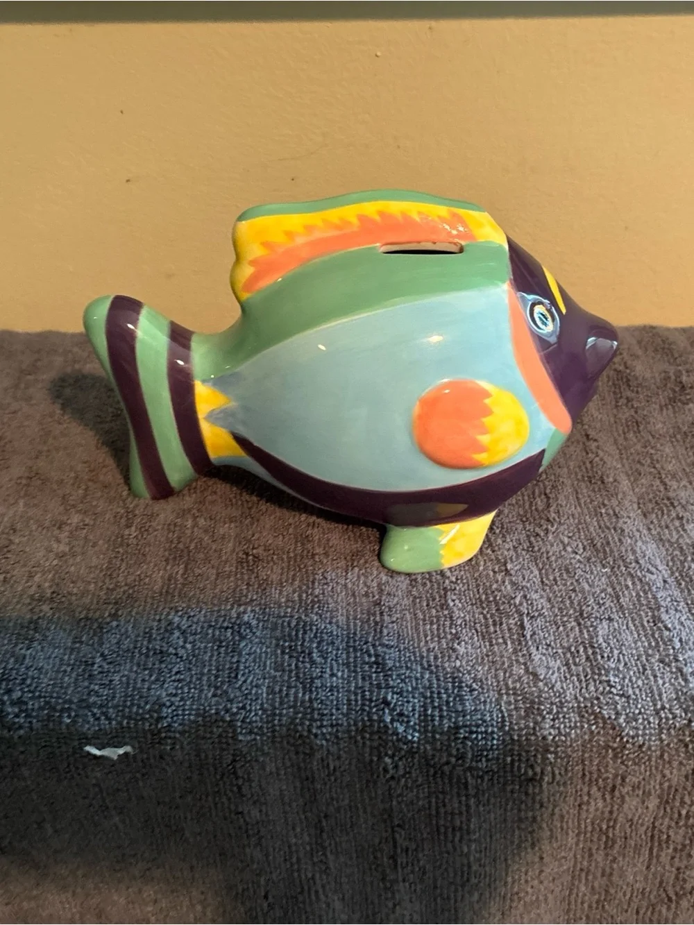Hand-Painted Multicolor Ceramic Fish Bank - Decorative Coin Saver